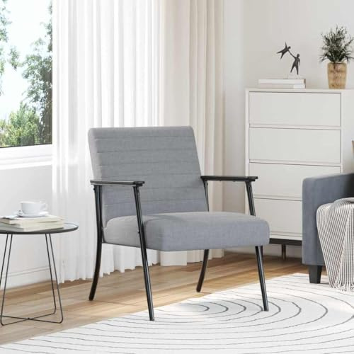 Yunovire Fåtölj ljusgrå, 59 x 75 x 78 cm tygöverdrag, ergonomisk, modern design för vardagsrum, sovrum, mysig loungefåtölj för vuxna
