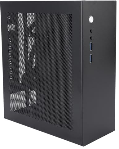 Luocute Case per PC, Case per Computer ITX con Porte USB 3.0 e Design Mesh Punch Rapida Dissipazione del Calore, Posizionamento Verticale o Orizzontale, Alimentatore FLEX, per Scheda