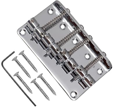 ICDKOYK Reservsadelsstränghållare för 4-strängad bas. Lätt att installera och hållbar. Lämplig för: Passar för precision. Tillbehör för gitarr. Justerbar sadelbrygga. , Silver , 8 cm