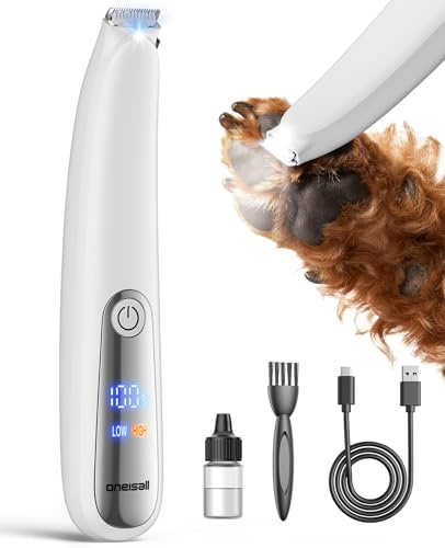oneisall klippmaskin, katt med LED-ljus, tass trimmer för hundar, extra tyst, hundtasstrimmer dr tassar, katter, rakapparat, Paw Trim Pro Dr. för tassar, ansikte, rumpa, öron, ögon (vit)