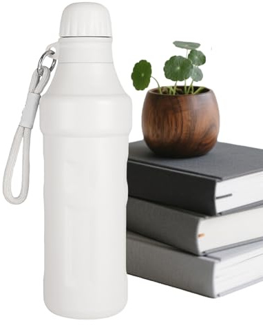 Bouteille isotherme | 500 ml Gobelet sous vide avec ouverture, avec sangle de transport, bouteille d'eau sous vide en acier inoxydable – Pour lait, café, boissons, extérieur, salle de sport, intérieur