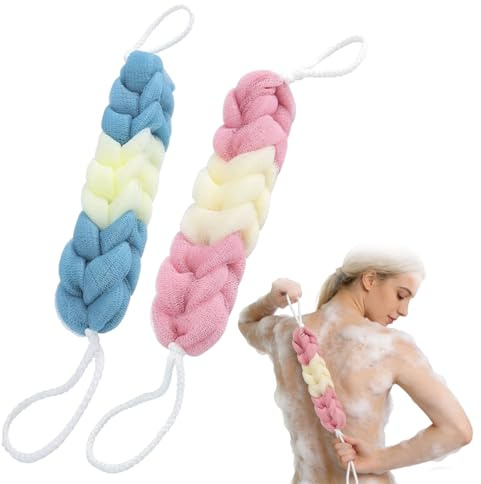 2Pcs Loofah Shower Puff - Ultra Long 12inch Soft Mesh Bath Sponges for Adults Exfoliating, Body Scrubbing and Cleaning - Body Scrubbers for Use in Shower