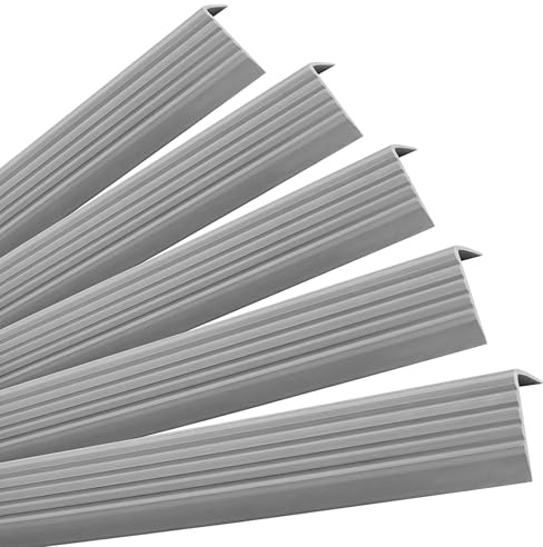 QUEST Selbstklebendes Treppenprofil Treppenkantenprofil 40x25 mm – PVC Stufenprofil mit Anti-Rutsch Rillen (Grau, 5x100cm)