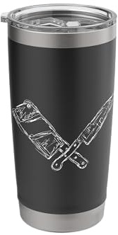 Knife and Cleaver Sketch Meat Enthusiast Butcher Stainless Steel Insulated Tumbler