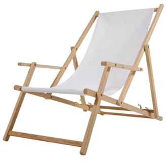 INDUSTORM Sonnenliege Klappbar aus Buchenholz – Gartenliege bis 130 kg, Liegestuhl mit Armlehnen, Verstellbare Rückenlehne, Leicht & Stabil, Strandliege für Garten, Terrasse & Balkon
