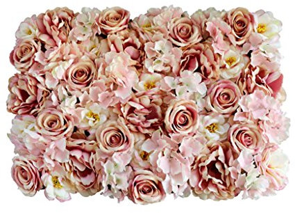 Künstliche Blumen Säule Wand, Kunstblumen Panel für Garten Hochzeit Dekor - Hell-Rosa, 60 x 40 x 9 cm