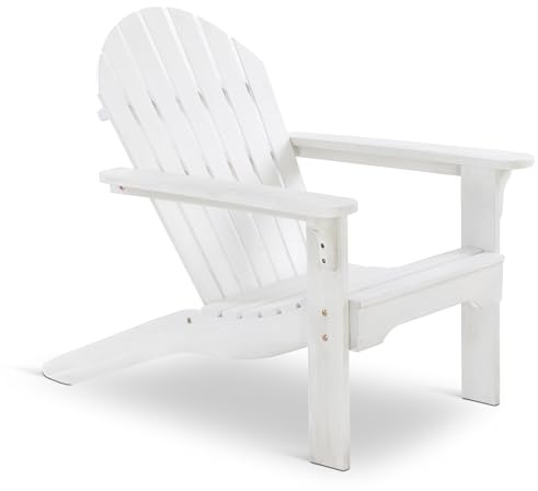 Raburg Gartensessel Adria Premium - Akazie Hartholz, WEIß - lackierter XXL Design-Gartenstuhl Canadian Adirondack Deck-Chair/Hamburger Alsterstuhl