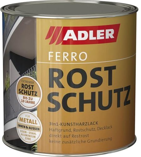 ADLER Ferro Rostschutz - RAL3009 Oxidrot 375 ml - Dekorative, beständige Rostschutzfarbe für Eisen, Stahl, Zink und Aluminium im Innen- und Außenbereich - restrostverträglich mit Grundierwirkung