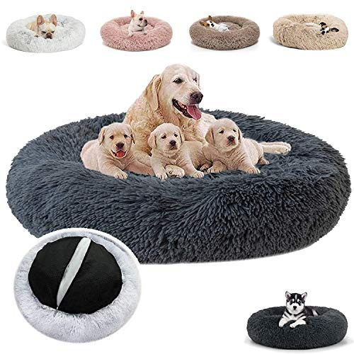 JRUI hundekörbchen für kleine Hunde und Katze, Rund Plüsch hundebett Katzenkissen, katzenbett, Abwaschbar Hundekissen hundesofa, Haustierbett Flauschig