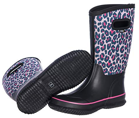 WTW Womens Mid Calf Rain Boots - Waterproof Insulated Neoprene Rubber Boots Mud Outdoor Hunting Garden Boots