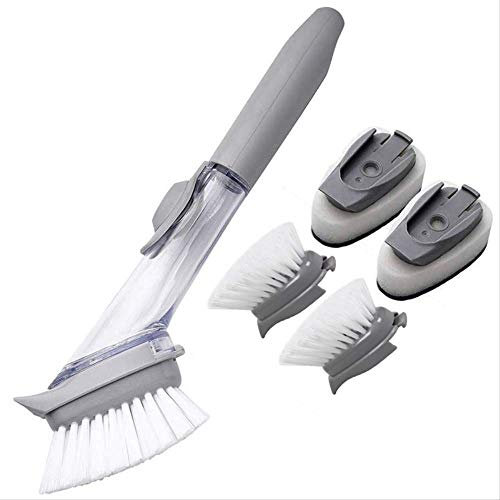 Dishwashing Equipment Kitchen Cleaning Brush 2 Brush Head 2 Sponge Automatic Adding Washing Brush Long Handle Hydraulic Washing Pot