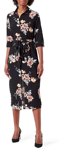 ONLY Damen Onlnova Lux 3/4 Shirt Dress Aop Ptm, Black/Aop:romantic Flower, 40