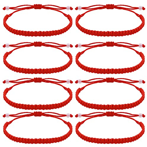 Yolev 8 pezzi Braccialetti di Corda Bracciale Cordino Rosso Braccialetto Amuleto Protezione Dell'amicizia Fatto a Mano Annodato Braccialetto Fortunato Buona Fortuna Amicizia Laurea Compleanno
