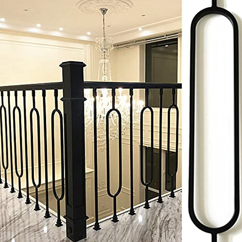 Ringhiera Per Scale Interne/ Esterni Balaustre Per Scale, Ingresso Per Pianerottolo Cortile Portico Anteriore Recinzione Per Sbarco Mandrini Pali, Black Square Deckorators Guardrail Ferro Battuto/Allu