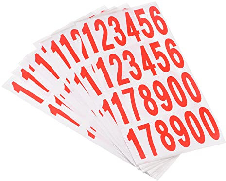 sourcing map 10 Stück Briefkasten-Nummern-Aufkleber, selbstklebendes PVC-Vinyl-Etikett, rot, 76 x 25 mm, für Briefkastenschilder