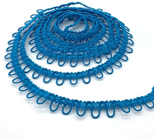 DHER Elastische Knopfloch Knopfloch Gestrickt Elastisches 4,5-Meter-Knopfloch-Seil-Damenkragen-elastische Schnalle, elastische elastische Knopflochdekoration aus Spitze, elastisches Knopfloch (blau)