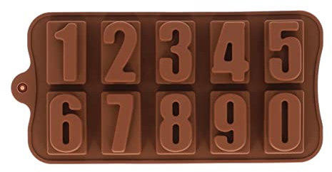 Krumble Silikonbackform - Figuren - Backutensilien - Zahlen - Schokoladenform - Eiswürfelform - Bonbonform - Braun -33,5 x 22 x 2 cm