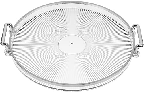 Alipis Decorative Round Serving Tray, Food Dessert Tray with Handle, Perfume Makeup Display Plate for Snacks, Appetizer, Candy, Beverage (Silver), 29.8X27X3CM (W922LHBMEF1129YLNZAH)