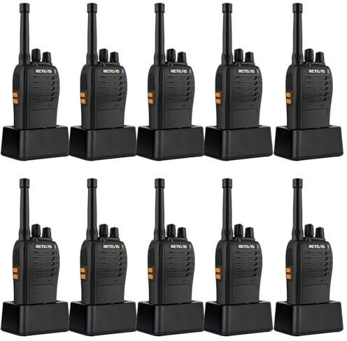 Retevis RB668 Funkgerät Professional, PMR446 Walkie Talkie Robust, Notfallalarm, LED Taschenlampe, 1200mAh USB C, Sicherheits Funkgeräte Set Wiederaufladbar für Lager, Schule (Schwarz, 10 Stück)