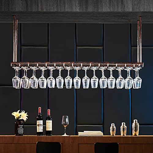 Portabicchieri da Vino sospeso Mensola a soffitto Portabottiglie e portabicchieri da Vino Portabottiglie in Metallo con portabicchieri Porta calici per calici per sottopensile, Cucina, Bar,