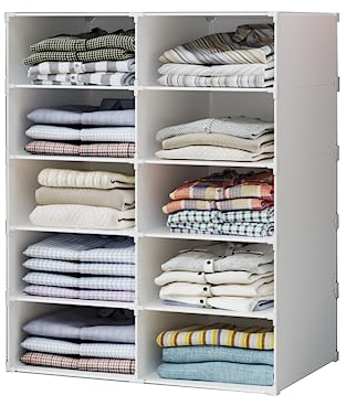 XOKOTAKI Estantería Modular, Organizador de Ropa para Armario, Estante para Habitación, Recibidor. Estantería de Almacenamiento para Hogar, Pasillo, Dormitorio. 10 Módulos.