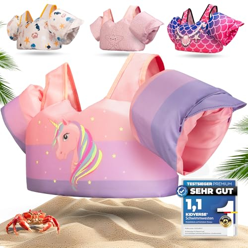 KIDVERSE Schwimmweste Kinder 3-6 Jahre - Geprüfte Qualität - Schwimmweste mit Schwimmflügel für Kinder - Schwimmhilfe für Jungen & Mädchen bis 30kg - Auftriebsweste - Schwimmtraining