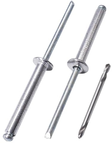 SKIR'CO (50 Stück) Aluminium Blindnieten 4,0 x 30 mm Stahldorn Popnieten Kuppelkopf DIN 7337 Nieten Bohrer inklusive