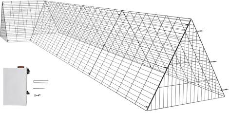 VEVOR Hühnertunnel, 400 x 100 x 61,5 cm (L x B x H) Hühnerkäfig für den Hof, tragbare Hühnertunnel für draußen mit Eckrahmen, Hühnerstall-Auslauf, geeignet für Hühner, Enten, Kaninchen