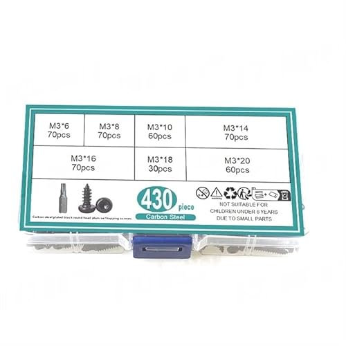 Kit de combinaison de vis for cloisons sèches à haute dureté Vis à dents grossières Vis cruciforme Vis à tête plate Vis longue Série de vis à bois Largement utilisé dans les travaux domestiques quotid