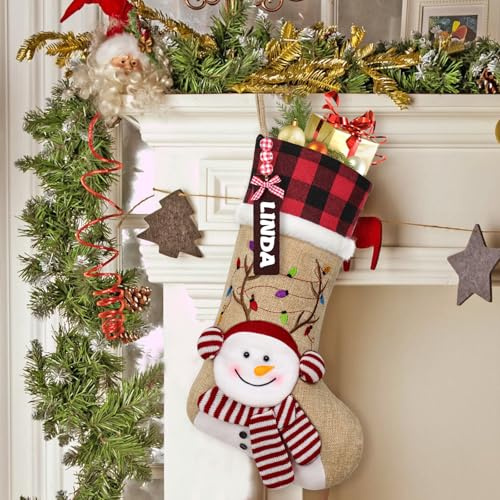 ASTNIC Calza natalizia personalizzata 18 pollici Grande calza di San Nicola con nome, calza da appendere caramelle sacchetti regalo per Natale feste familiari camino decorazione albero di Natale