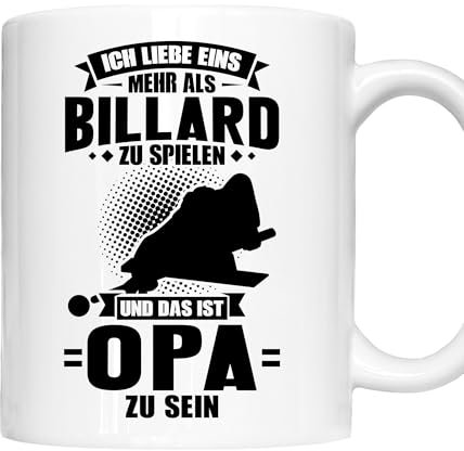 Billard Tasse | ich liebe eins mehr als Billard das ist Opa zu sein | Billard Opa Geschenk Opa Tasse Billard Opa Kaffeebecher lustig