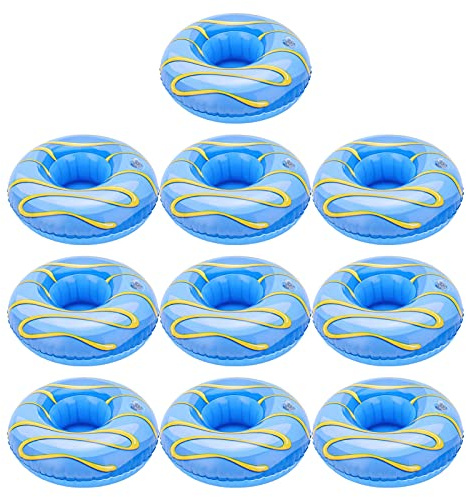 Lot de 10 Flotteurs Gonflables pour Boissons, Porte-gobelets Légers et Portables en PVC pour les Fêtes à la Piscine, Maintiennent les Boissons Debout dans L'eau, Jolies