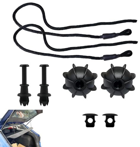 1 Pair Car Parcel Shelf Cords with Clips, Interior Rear Parcel Shelf Strings for VW Golf Audi and Hatchbacks, Durable Car Accessories Replacement for Tonneau Cover Straps (Black)