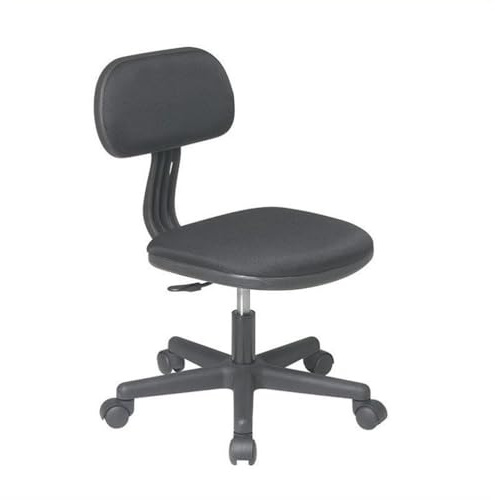 Pemberly Row Contemporary Student Task Chair, Black Fabric Upholstery, Pneumatic Height Adjustment, Swivel Design, Cushioned Seat and Back, Nylon Base with Carpet Casters for Home Office Use