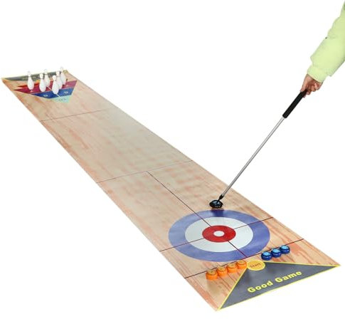PurpleMinder 3 in 1 Curling Shuffleboard Bowling Tabletop Brettspiel Set, Tischspiele Tabelletop Tabletop Game Reisespiel Weihnachten Geschenke für Schule, Haus, Büro, Party