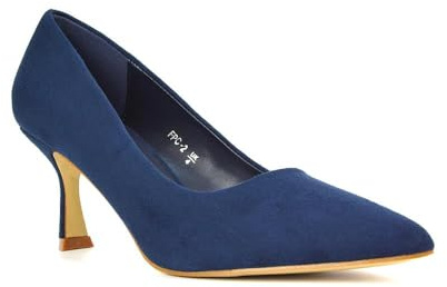 Women's Classic Pointed Toe Court Shoes Ladies Slip On Faux Suede Stiletto Office Evening Formal Mid Heel Pumps Size 3-8