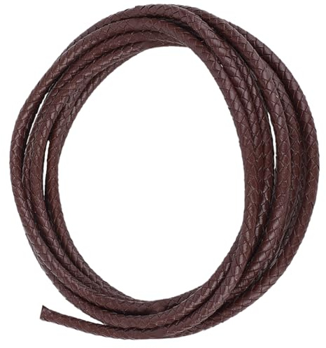 CALFOVERA 3.35m Geflochtene Lederschnur Echte Lederkordel 5MM Dunkelbrownes Rundes Lederband Kette Lederriemen Fädeln Reißfeste Lederschnur Spitze Kordel Für Schmuckherstellung Basteln Halsketten