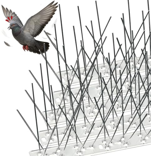 VOUNOT® Pinchos Antipalomas Acero Inoxidable 3.5M Pinchos Palomas Exterior Antipajaros 14pzas 25cm Ahuyentador de Pájaros con Bridas Espanta Gaviotas para Balcon Ventana Techo Jardines Barrera Privada