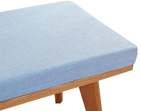 Bankauflage 90x50x3cm Blau, 3CM Dicke Sitzkissen Bank, Outdoor Bankkissen mit Abnehmbarem Leinen Bezug, Rutschfest Sitzpolster Bank, Gartenbank Auflage, Bankpolster Stuhlkissen für Gartenmöbel