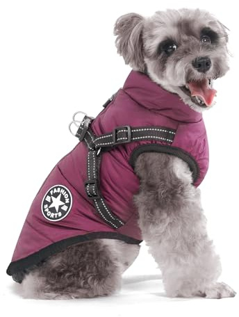 Aywoja Dog Coats Waterproof Fashion Sport Dog Coat with Harness Winter Warm Jacket for Small Medium Large Dogs