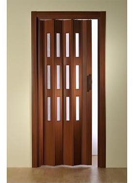 Falttür-Kunststoff Mahagoni 3 Fenster 88,5 x 202 cm