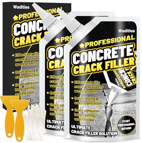 Concrete Crack Filler, 2.65LB High Elasticity Self Leveling Cement Crack Filler, Slab Concrete Waterproof Repair Sealant for Driveway, Walkway, Patio, Joint, Outdoor Quick Drying Sealer - Grey