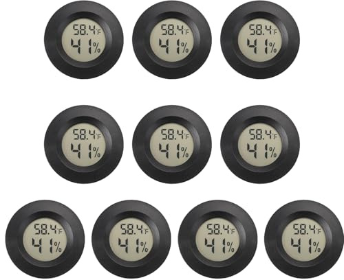 Mini Hygrometer Digital Thermometer Humidity Meter 10 Pack Hygrometer Thermometers Indoor/Outdoor Humidity Monitor Reptile Thermometer for Greenhouse Garden Cellar Fahrenheit(℉)/ Celsius(℃)