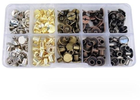 Lot de 100 rivets en cuivre pour vêtements, vestes, jeans et travaux manuels - Attaches filetées dorées 5 x 6 mm, ensemble mâle/femelle, très résistant