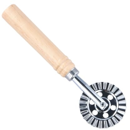 Pasta Cutter Wheel, Professional Pasta Maker Cutter Wheel with Roller, Ravioli Cutters, Stainless Steel Pasta Cutter Wheel with Ergonomic Wooden Handle for Pastry, Dumpling
