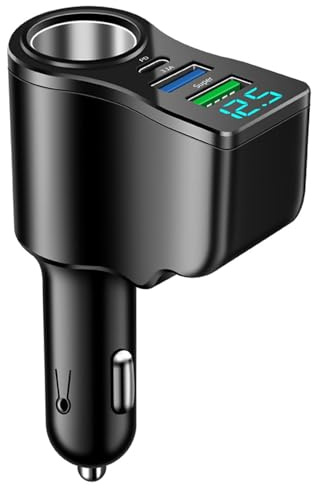 Mechero de cigarrillos de coche 4 en 1, divisor de cargador USB dual, adaptador de enchufe de carga multipuerto de 66 W PD3.0/QC3.0 USB de carga rápida, adaptador divisor de puerto de encendedor de
