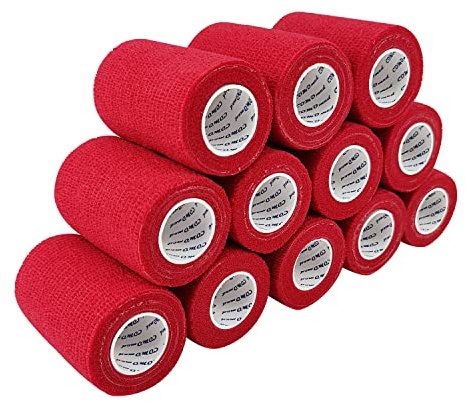 Vendaje COMOmed, cinta microporosa, vendaje cohesivo, crepé, médico, autoadhesivo, envoltura de gasa, envoltura de veterinario para caballos, goma natural, 7,5 cm x 4,5 m