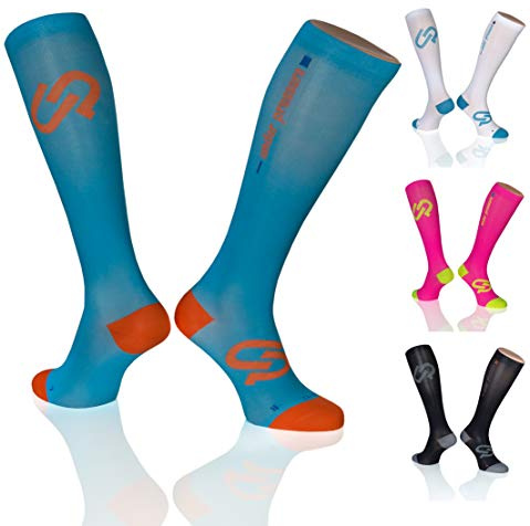 SPORT KOMPRESSIONSSTRUMPF Under Pressure ULTRALIGHT (Kompression: 20-22mmHg) Höchste Qualität-Made in Germany! (lagoon blau, Gr. 35-38 (Wadenumfang: 28-38cm))