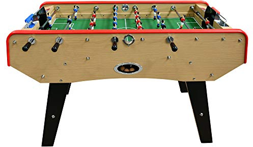 PLAY4FUN Babyfoot Classic - 151 x 77 x 91 cm - Table de Baby-Foot avec Barres téléscopiques, Couleur Bois Naturel et Balles Lièges Inclus