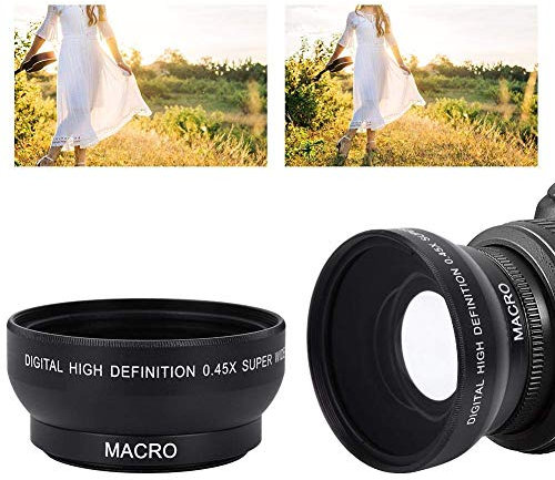 Obiettivo grandangolare da 49 mm 0.45X per fotocamere, filettatura anteriore da 62 mm per filtro, obiettivo ottico universale ad alta definizione per fotocamere con filettatura obiettivo da 49 mm